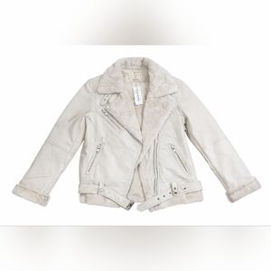 Nwt - BlankNYC Cream Faux Leather Moto Jacket Belted Zip Pockets Women’s M